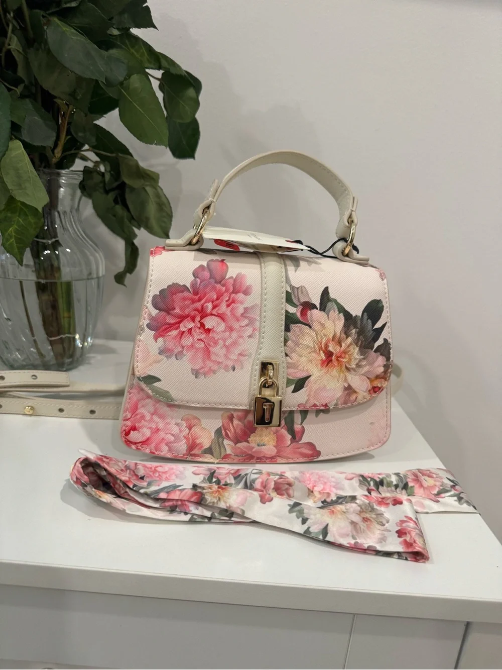 New w/Tags Ted Baker Floral Top-Handle Satchel in Blush and Pink